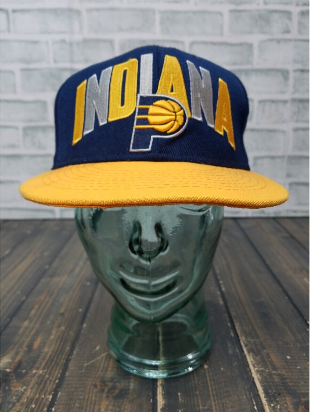 Indiana Pacers Hat Cap Snap Back Navy Yellow Hardwood Classics Basketball Logo